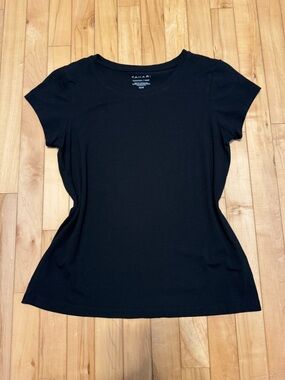 Tahari Women's Black Short Sleeve Crewneck Top Medium